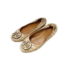 Tory Burch Reva Snake Embossed Leather Flats